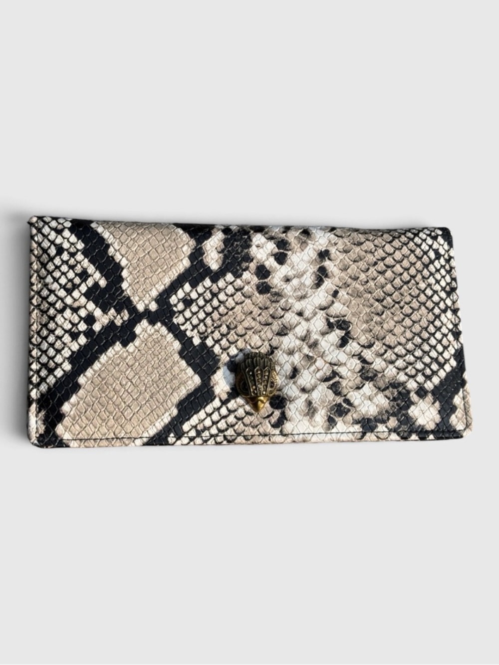 Kurt Geiger EUC Shoreditch Snake-Print Snap Long Wallet